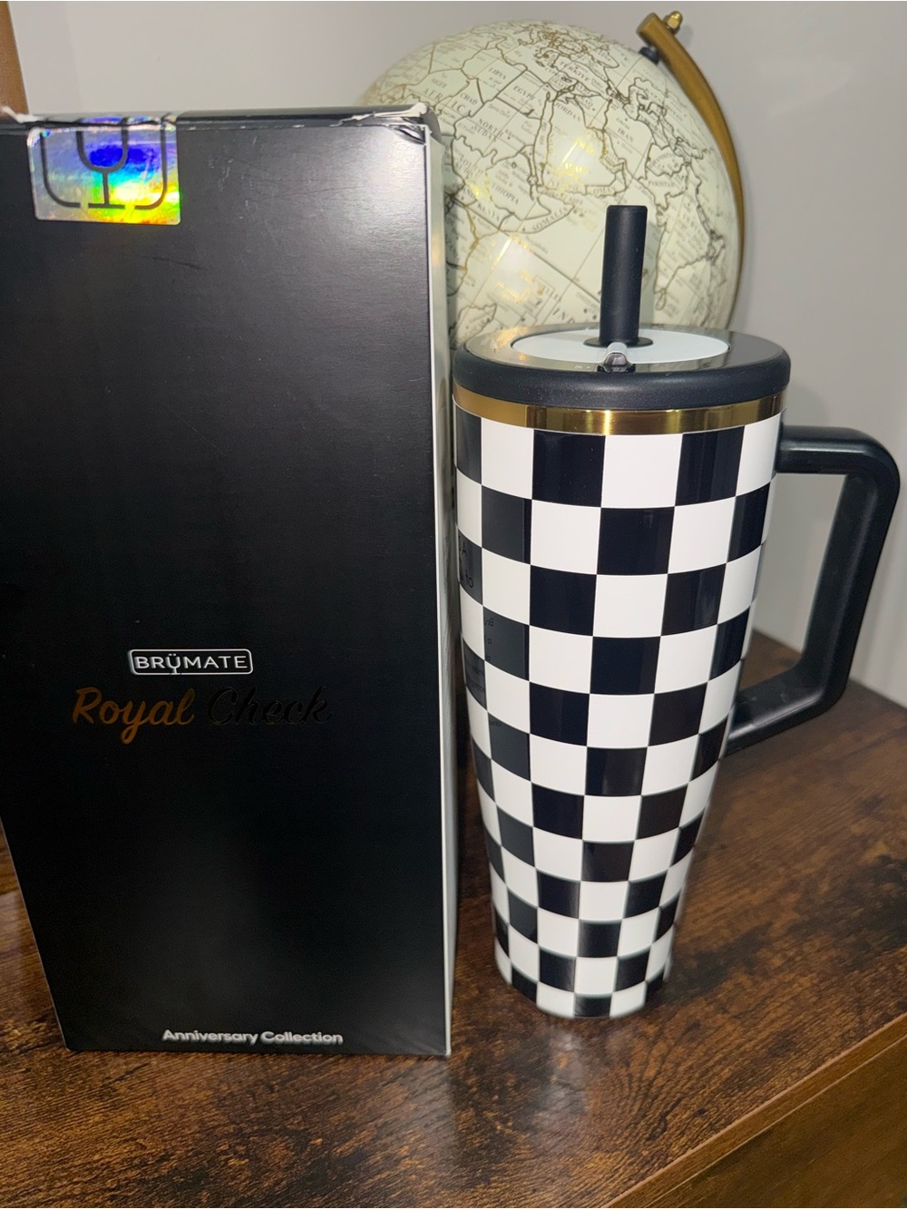 BrüMate Royal Check Black & White Travel era 40 Oz  with Handle